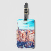 Milaan Italië Kathedraal schilderij Bagagelabel (Voorkant (verticaal))
