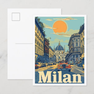 Milaan Italië Kunst Vintage Reizen Illustratie Briefkaart