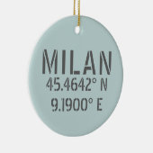 Milaan Italië Latitude en Lengtegraad Keramisch Ornament (Rechts)