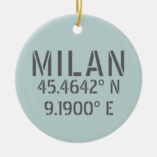 Milaan Italië Latitude en Lengtegraad Keramisch Ornament (Voorkant)