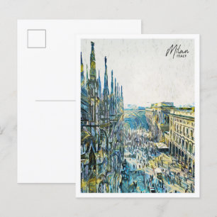 Milaan Italië Mooie olieverfstad Briefkaart