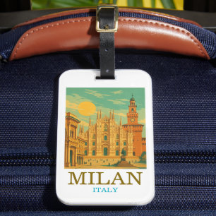 Milaan Italië Reizen Retro Duomo Bagagelabel