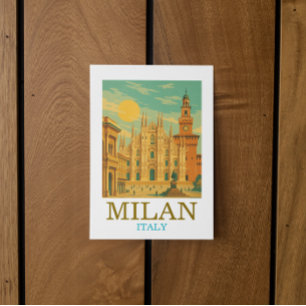Milaan Italië Reizen Retro Duomo Briefkaart