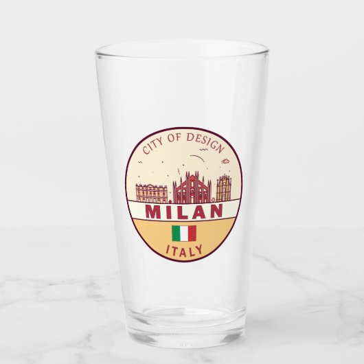 Milaan Italië Skyline Embleem Glas (Voorkant)