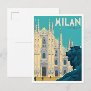 Milaan Italië Vintage Kunst Reizen Briefkaart