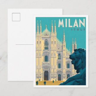Milaan Italië Vintage Kunst Reizen Briefkaart