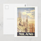 Milaan Italië Vintage Travel Poster Briefkaart (Voorkant / Achterkant)