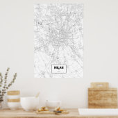 Milaan, Italië (zwart op wit) Poster (Keuken)