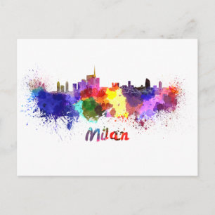 Milaan skyline in waterverf briefkaart