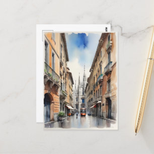Milaan waterverf kunst briefkaart
