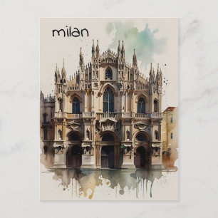 Milaan waterverf kunst briefkaart