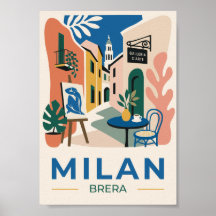 Milan Brera Kunst Reisposter - Italië Cadeau Idee