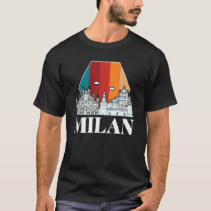 Milan Cathedral Retro Skyline Italië T-shirt