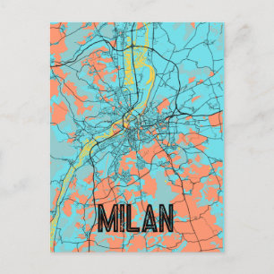 Milan Italie Europe Plan de la ville Carte Turquoi