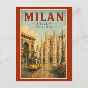 Milan Italië Kathedraal Illustratie Reis Kunst Briefkaart