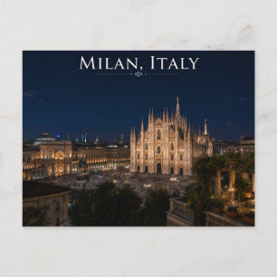 Milan Italië Nacht Stadsgezicht Reisansichtkaart Briefkaart