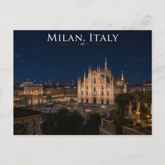 Milan Italië Nacht Stadsgezicht Reisansichtkaart Briefkaart
