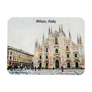 Milan Italië Olieverf Illustratie Magneet