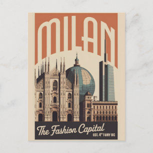 Milan Italië Retro Silhouette Stadslandschap Reize Briefkaart
