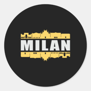 Milan Italy Skyline Cityscape Funny Gift Ronde Sticker