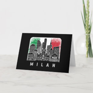 Milan Italy Skyline Vintage Flag Kaart