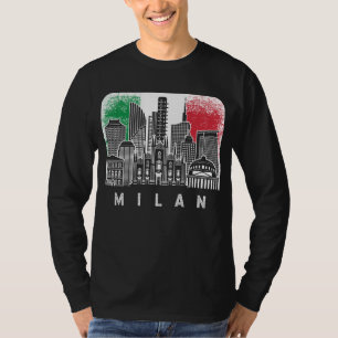 Milan Italy Skyline Vlag T-shirt