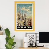 Milan Italy Vintage Travel Poster (Thuiskantoor)