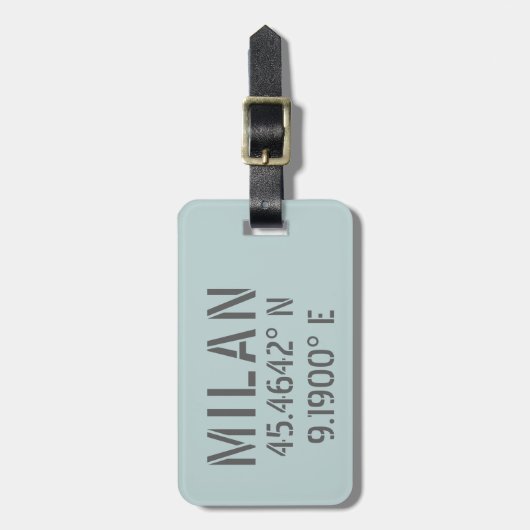 Milan Latitude Longitude Bagagelabel (Voorkant verticaal)