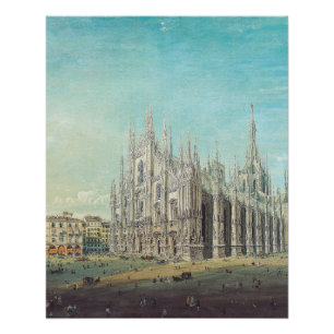 Milan Piazza del Duomo 1850s door Carlo Bossoli Ku Perfect Poster
