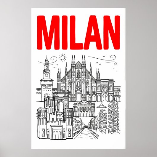 Milan Skyline décoration murale - Style d'affiche (Devant)
