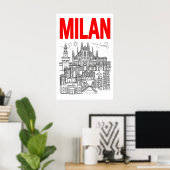 Milan Skyline décoration murale - Style d'affiche (Bureau à domicile)