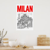 Milan Skyline décoration murale - Style d'affiche (Cuisine)