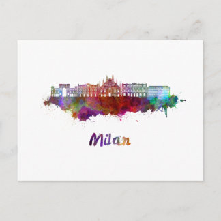 Milan V2 skyline in watercolor Briefkaart