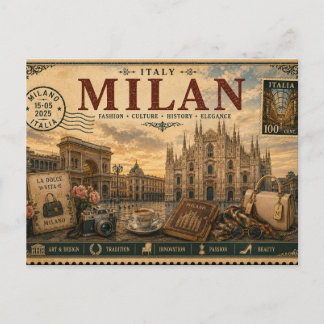 Milan vakantie souvenir uit het verleden briefkaart