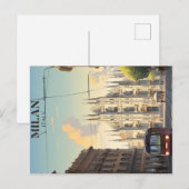 Milan vintage reisposter briefkaart (Voorkant / Achterkant)