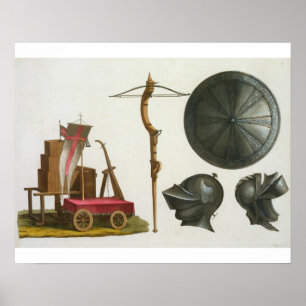 Milanese chariot, kruisboog en armband, bord 17 fr poster