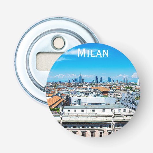 Milanese skyline in Italië Button Flesopener (Voorkant)