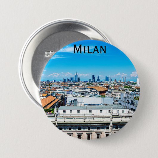 Milanese skyline in Italië Ronde Button 7,6 Cm (Voorkant /achterkant)
