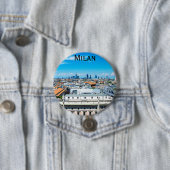Milanese skyline in Italië Ronde Button 7,6 Cm (In situ)