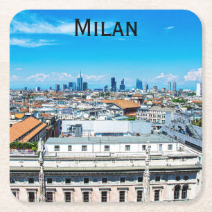 Milanese skyline in Italië Vierkante Kartonnen Onderzetter