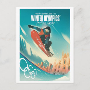 Milano Cortina 2026 Vintage Skioord geschenken Briefkaart