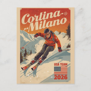 Milano Cortina 2026 Vintage Skioord geschenken Briefkaart
