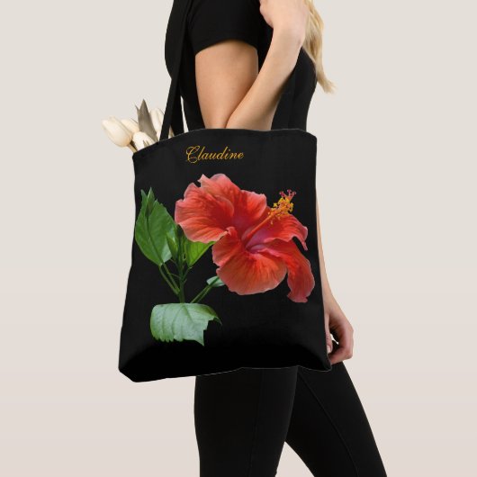 Milano Red Hibiscus Square Custom Shoulder Tas (Dichtbij)