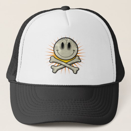 Milde schedel en beenderen trucker pet (Voorkant)
