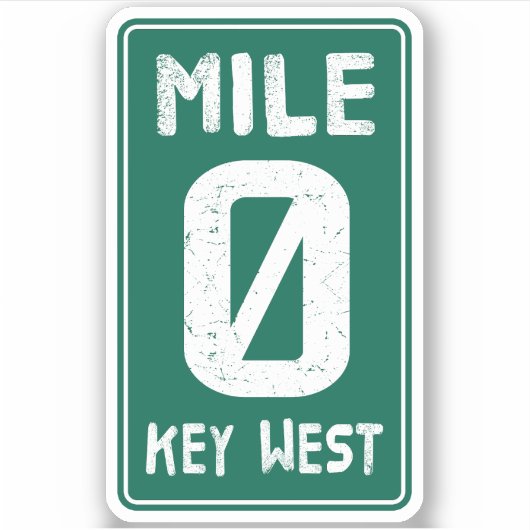 Mile 0 Key West Florida  verkeersbord Sticker (Voorkant)