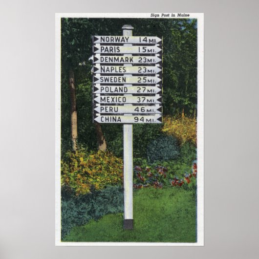 Mile Marker Sign Post Poster (Voorkant)