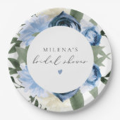 MILENA Something Blue Bloemige Bruiloftsdienst Papieren Bordje (Voorkant)