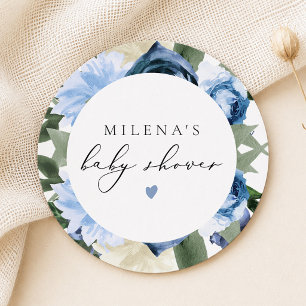 MILENA Stofblauw Bloemendecor Jongens Baby Borrel Ronde Kartonnen Onderzetter