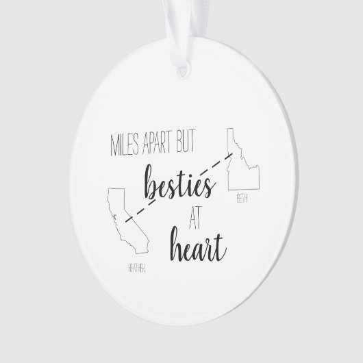 Miles Apart, maar Besties op de allerbeste vriend Ornament (voorkant)