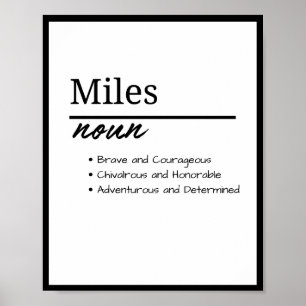 Miles, jongen gepersonaliseerde naamdefinitie poster